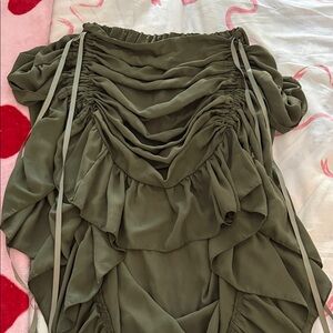 Olive Green Ruched Skirt